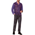 thumbnail image 2 of INSPIRE CHIC Men's Camp Collar Long Sleeve Sequin See Through Shirt 2XL Purple, 2 of 6