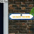 thumbnail image 6 of 2D Flat, Large Vintage God Bless This Home Metal Wall Sign - Ornate Golden Lettering BlueYellow Borders, 4x16 Inch Plaque for Housewarming Gift, Christmas Decor, Church, Office - Easy Install, 6 of 10