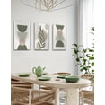 thumbnail image 4 of Boho Wall Art Green Sage Bohemain Decor Mid Century Modern Minimalist Abstract Geometry Canvas Prints Ready To Hang for Bedroom Living Room,12"x16"x3pcs(FRAMED), 4 of 6