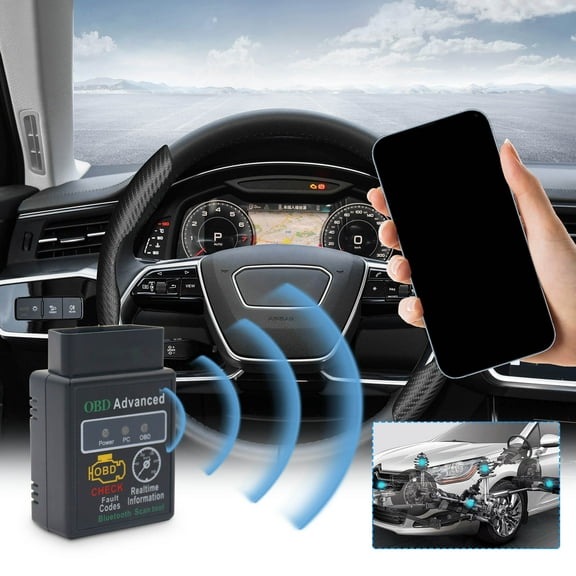 OBD21.5 Scanner Reader Bluetooth Wireless Auto Diagnostic Scan Tool for iOS & Android for Performance Test Bluetooth 4.0 Car Check Engine Car Code Reader, Clear Error Code Live Data