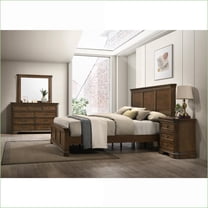 Bedroom Furniture Set, Traditional Queen Panel Bed with Dresser, Mirror, Nightstand, Antique Walnut Brown | Solid Wood | Standard Beds