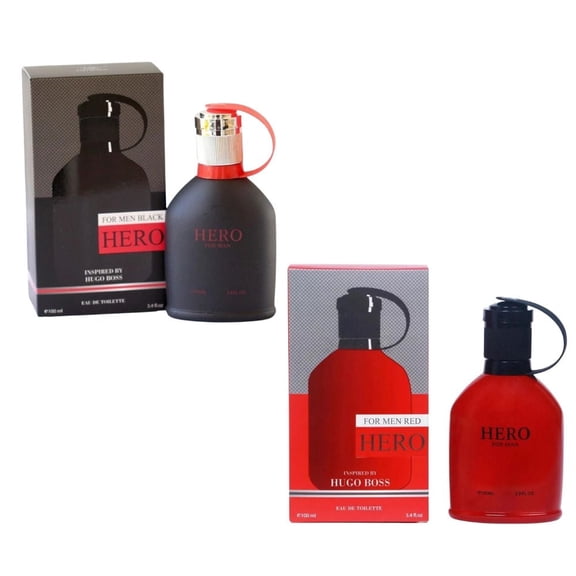 Hero Red & Hero Black Cologne Set for Men – 2 Pack Eau de Toilette Sprays 3.4 oz / 100 ml Each – Bold, Spicy & Woody Long Lasting Fragrance Duo – Masculine Gift Set for Men