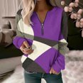 thumbnail image 1 of XWSHYW Plus Size Tops Women'S Printed Zippered Round Neck Long Sleeved Top, 1 of 5