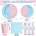 thumbnail image 2 of 350 Pcs Baby Gender Reveal Plates and Napkins, 50 Guest Boy or Girl Gender Reveal Party Supplies Include Light Pink and Light Blue Plates Napkin Cup Plastic Spoon Fork Knive for Baby Shower, 2 of 14