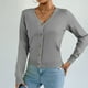 thumbnail image 1 of Suéter de cuello en V para mujer, suéter de punto de color liso con cuello en V, cárdigan con botones, blusa para mujer, 1 of 8