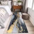 thumbnail image 4 of 2'x6' Rug Runners for Hallways Kitchen, Gray Marble Non Slip Entryway Beside Floor Carpet Runner, Yellow Modern Ink Painting Abstract Washable Laundry Room Bedroom Throw Rugs Mat for Family Pet, 4 of 8