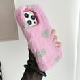 thumbnail image 3 of Decase Phone Case for iPhone 15 Pro,Cute LOVE Pattern Warm Phone Shell Soft TPU Fur Plush Furry Protective Case Cover for Women Girls for Apple iPhone 15 Pro 6.1",Purple, 3 of 6
