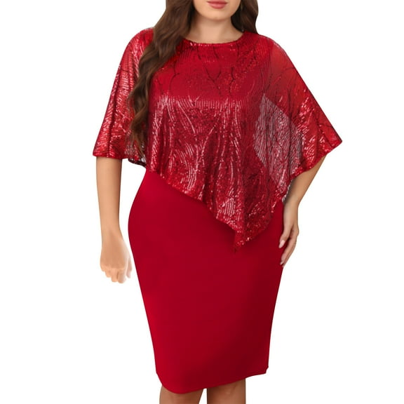 Oplxuo Wedding Guest Dresses for Women 2025 Hip Hugging Bodycon Party Lace Half Sleeve Evening Sequins Plus Size Prom Dress
