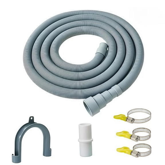 6.5ft Washing Machine Drain Hose Extension Kit - Universal for Washer, Dishwasher & Dehumidifier, 7-Piece Set with U-Bracket, 4 Clamps & Adapter