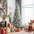 thumbnail image 2 of Costway 7.5ft Snow-Flocked Hinged Artificial Christmas Pencil Tree w/ 1189 Mixed Tips, 2 of 10