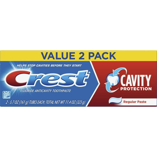 Crest Fluoride Anticavity Toothpaste Cavity Protection Regular Paste Pack of 2