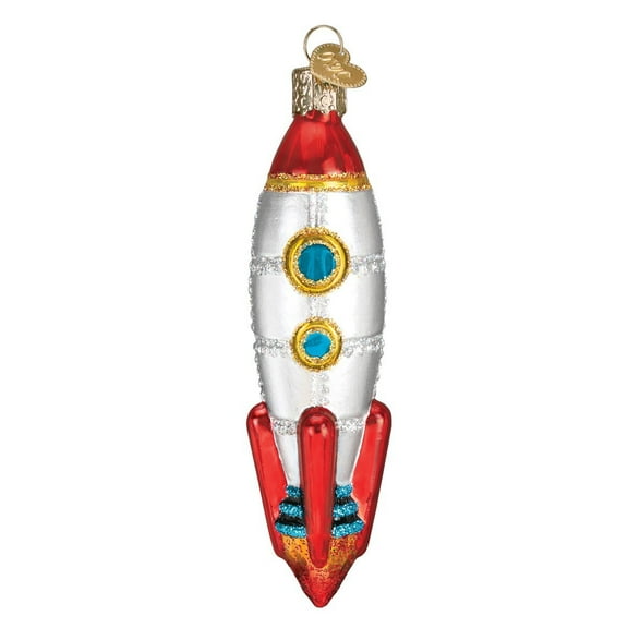 Old World Christmas Kids Collection Glass Blown Ornaments for Christmas Tree Toy Rocket Ship