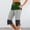 Green, variant on Womens Elastic Waist Color Block Split Hem Capri Pants, Minimalist Color Block Design with Casual Silhouette Green S
