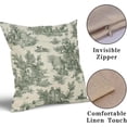 thumbnail image 4 of French Country Pillow Covers Set of 2 18x18 Inch Vintage Toile Green Cotton Linen Polyester Decorative Throw Pillow Case Cushion Cover for Bedroom Sofa Living Room Couch Chair Office, 4 of 6