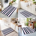 thumbnail image 4 of Entryway Rug 2'x3', Pink Navy Blue Striped Kitchen Runner Rugs Non-Slip Carpet Mats, Minimalist Abstract Lines Artwork Bedside Rugs Runners Washable Floor Carpet for Bathroom Laundry Room, 4 of 8
