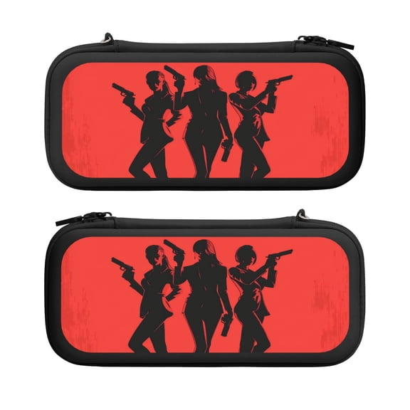 Game Capture, Carrying Case For Nintendo Switch & OLED Version, Eva Lightweight Shockproof Protective Pouch Case for Game Console & Accessories with 10 Game Card Slot & Wristband, Black