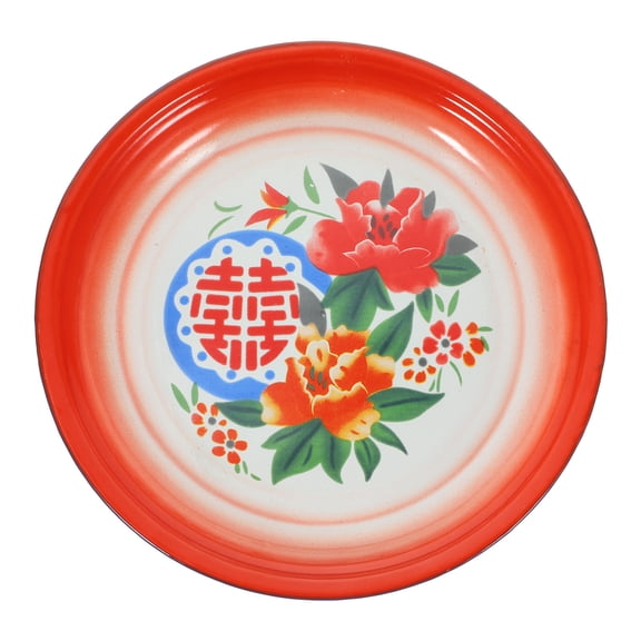 Hemoton Enamel Plate Enamel Food Dish Retro Style Plate Fruits Plate for Home Hotel