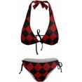 thumbnail image 5 of SKQIT Check Plaid Scottish Pattern Swimsuits Side Tie Triangle Bikini 2 Piece Set Swimwear Bathing Suit for Women, 5 of 6