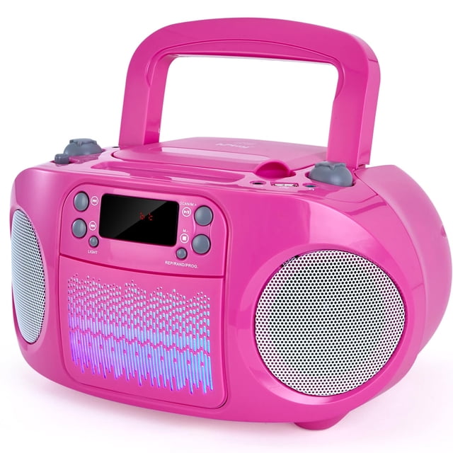 Reproductor de CD Boombox HPlay GC09 para niños con carga superior Bluetooth, rosa