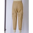thumbnail image 5 of Kaerm Kids Boys Cargo Pants Cotton Casual Pants Drawstring Loose Jogging Bottoms Elastic Cuffed Cargo Khaki 12, 5 of 7