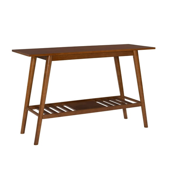Contemporary Home Living Mid-Century Console Table with Bottom Shelf - 47" - Brown
