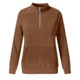 thumbnail image 4 of BODOAO Women's Quarter Zip Up Sweatshirt Long Sleeve Hooded Solid Color Oversized Sweatshirt Casual High Neck Pullover Sweatshirt for Trendy Y2K Fall Fashion Loose Fit Cozy Sweaters with Pocket, 4 of 4