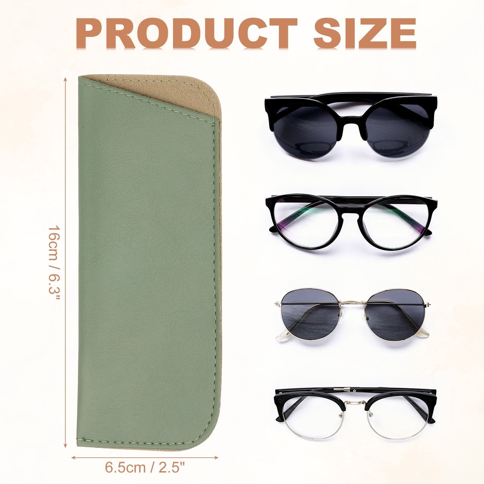 Unique Bargains Soft Eyeglass Cases Leather Sunglass Pouch for Women Men Green