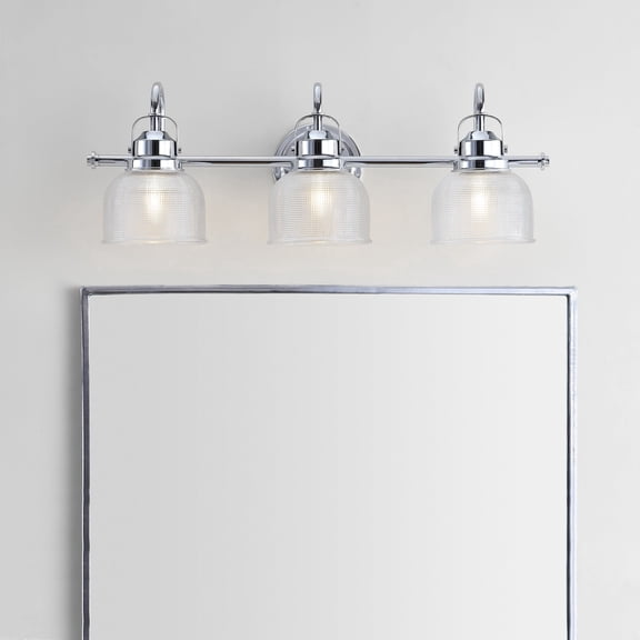JONATHAN Y Virginia 25.25" 3-Light Metal/Glass LED Vanity Light, Chrome