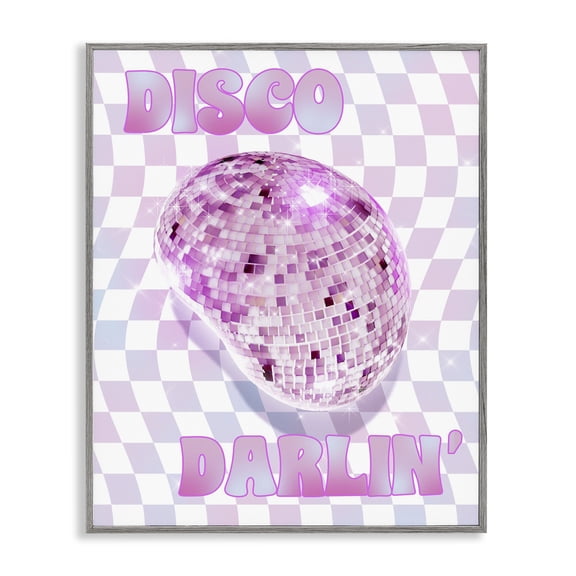 Stupell Industries Eclectic Checkered Disco Darlin' Gray Framed Giclee Art, 16 x 20, by Ziwei Li
