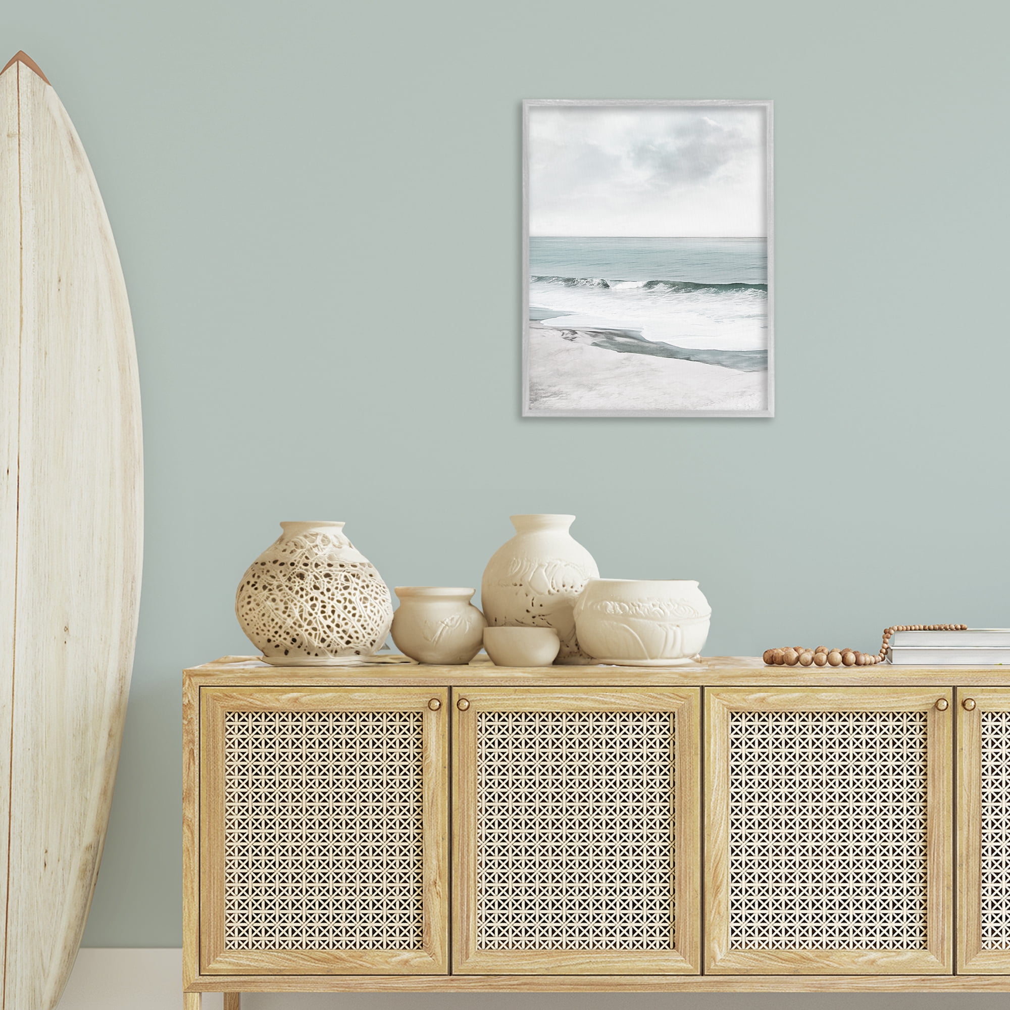 Stupell Industries Curling Ocean Waves Landscape Photography Gray Framed Art Print Wall Art, 24 x 30
