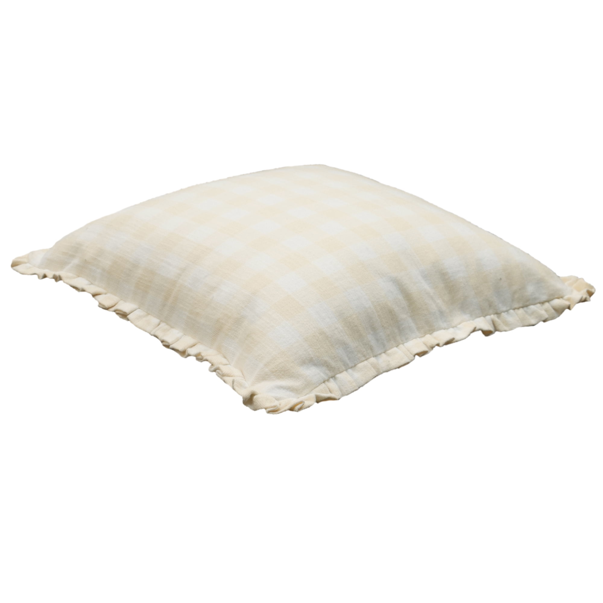 The Pioneer Woman Woven Gingham with Ruffle Pillow- Beige