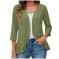thumbnail image 2 of Yievot Open Front Cardigans for Women Solid Color 3/4 Sleeve Lightweight Business Casual Office Tops, 2 of 7