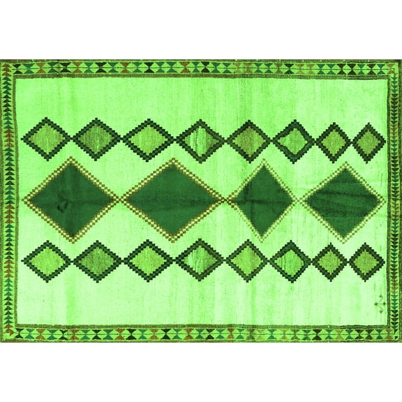 Ahgly Company Indoor Rectangle Southwestern Green Country Area Rugs, 5' x 7'