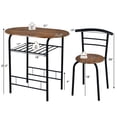 thumbnail image 2 of Patiojoy 3 PCS Kitchen Dining Set Compact Bistro Pub 2 Chairs & Table Black&Brown, 2 of 5