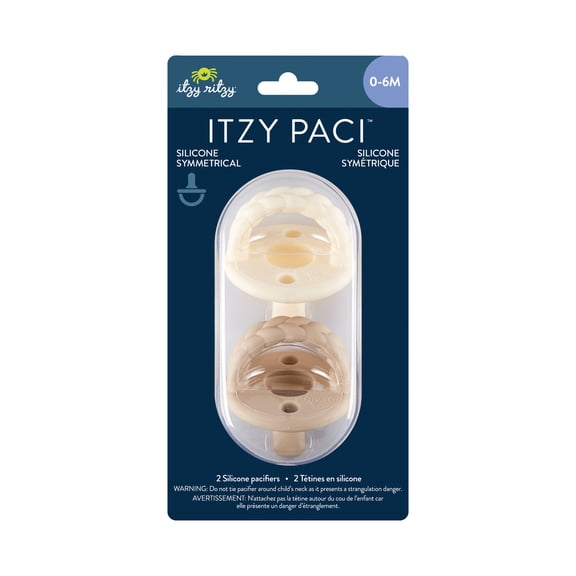 Itzy Paci™ Braid Pacifier set of 2 Toast/Buttercream