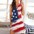 thumbnail image 2 of Midsumdr American Flag Womens Dresses 4th of July Patriotic Shirt USA Stars Stripes Dresses Round Neck Summer Sundress, 2 of 5