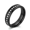 thumbnail image 2 of 6mm Gold/Silver/Black Band Men Women White Zircon Stainless Steel Ring Size 6-12, 2 of 8