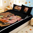 thumbnail image 3 of Manfei Sushi Axolotl Capybara Zipper Twin Comforter Sets with Fitted Sheet and 2 Pillowcases, Japanese Food Animal Zipper Bedding Set, Black Pink, Black Reversible, 4 Pieces, 3 of 7
