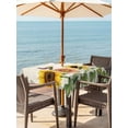 thumbnail image 3 of Outdoor Tablecloth with Umbrella Hole for Patio/Picnic/Party/Camping, Summer Floral Waterproof Table Cloth Square Cover Washable, Watercolor Sumflowers Butterfly Botanical Beige (54"x 54"), 3 of 8