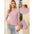 thumbnail image 2 of DARING DIVA Short Sleeve Sweater Cable Knit Lightweight Fall Tops XS Light Purple, 2 of 6