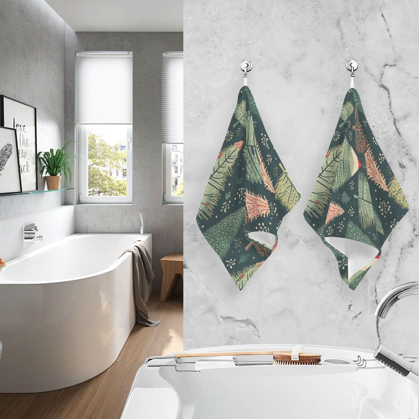 Rustic Trees Hand Towels Cotton Bath Towels Large Face Towels Absorbent for Bathroom 2 Packs