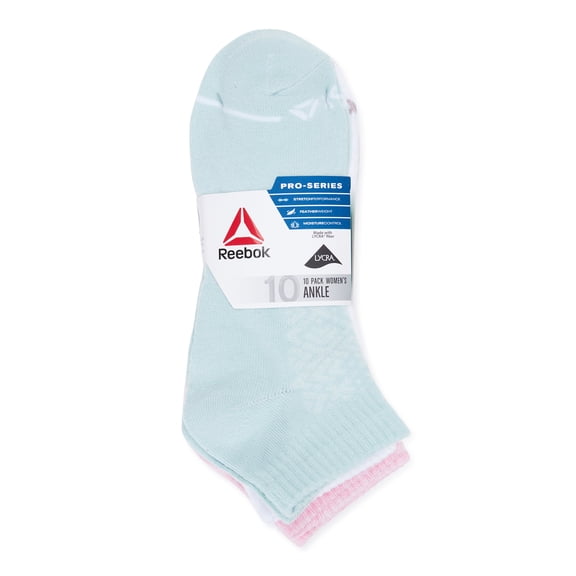 Reebok Women's Pro Series Performance Lightweight Ankle Socks, 10-Pack