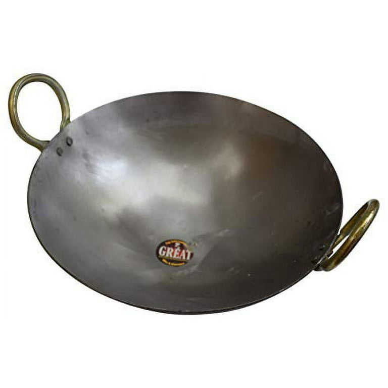 9 to 10 inch Indian Pure Iron Loha Kadhai Deep Frying Pan Kadhai