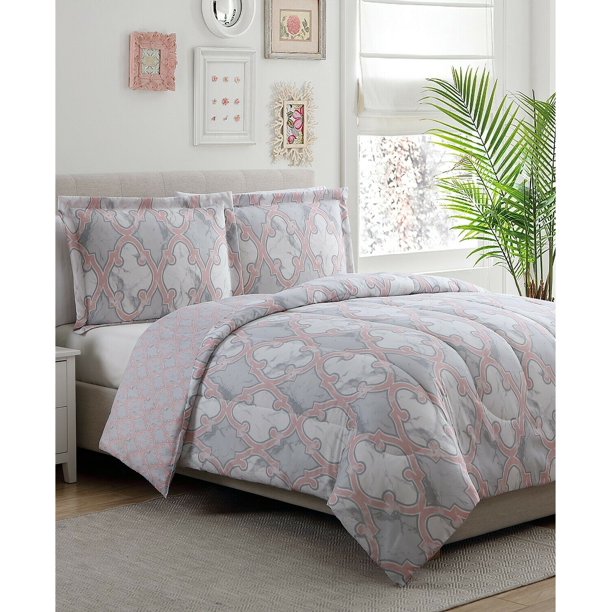 Ellison First Asia Carrerra Reversible 3Pc Geometric Comforter Set