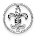 thumbnail image 3 of 14k White Gold Diamond Fleur De Lis in Circle Chain Slide, 3 of 6