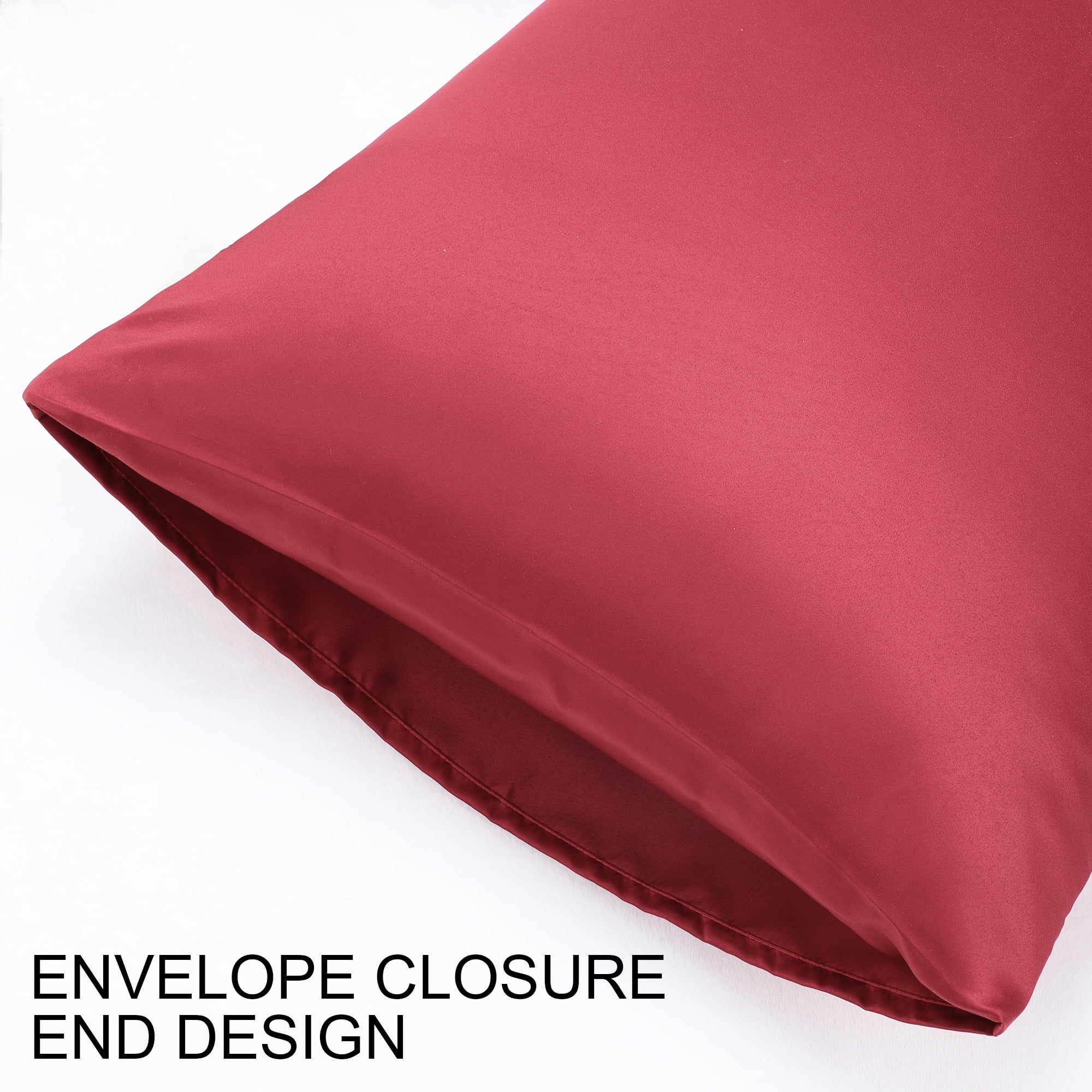 Unique Bargains 4 Pack Satin Pillowcases for Hair and Skin, Burgundy King