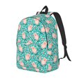 thumbnail image 1 of Disketp Pig And Flower print Canvas Backpack Lightweight Travel Daypack Student Rucksack Laptop Backpack-, 1 of 5