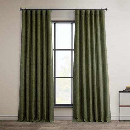 HPD Half Price Drapes Khaki Green Faux Linen Room Darkening Curtains for Bedroom & Living Room Curtains (1 Panel), Door & Window Curtains 96 inches long, Rod Pocket Curtains & Drapes, 50W X 96L