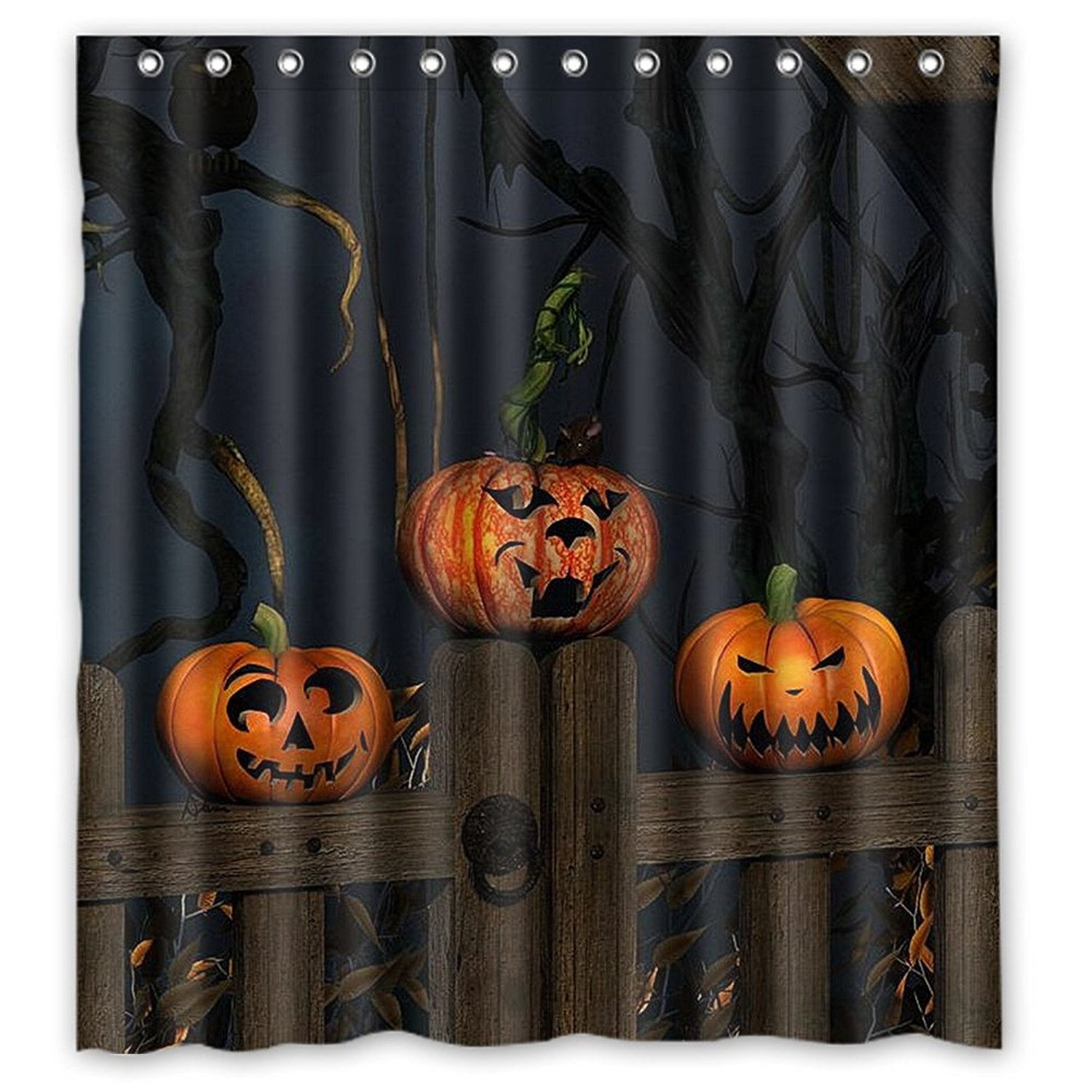GreenDecor Dead Wood Pumpkins Halloween Waterproof Shower Curtain Set ...