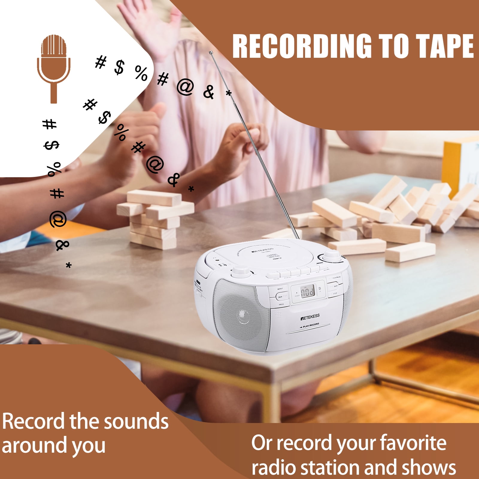 cd players portable,cd playerboombox with remote, AM/FM, Tape Recording, TF/USB Drive, AC or D Battery Powered, Headphone Jack, Stereo Sound (White)